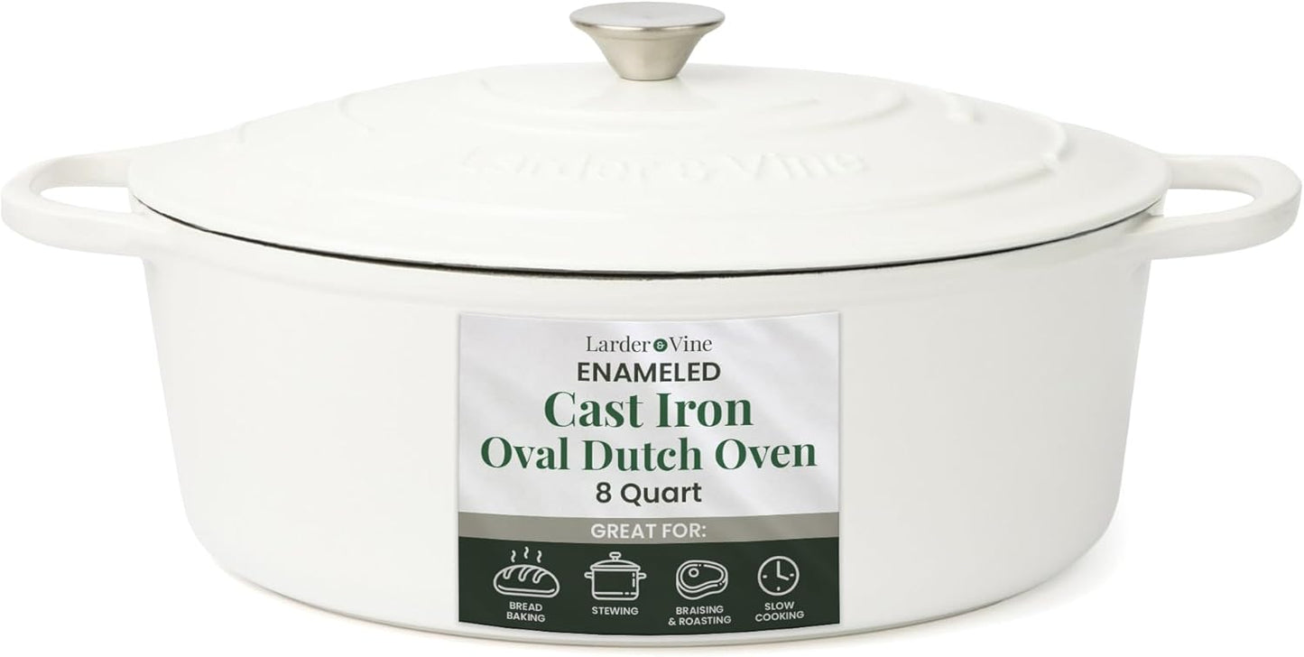 Enameled Cast Iron 8 qt Dutch Oven Pot for Baking Bread