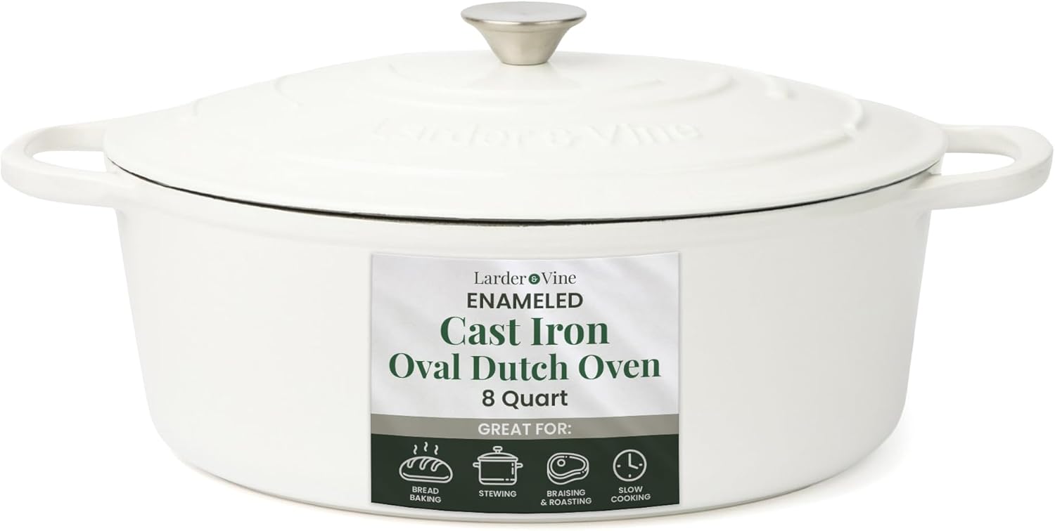 Enameled Cast Iron 8 qt Dutch Oven Pot for Baking Bread