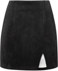 Plaid Mini Skirts for Women High Waisted Suede Pencil Skirt - Warm