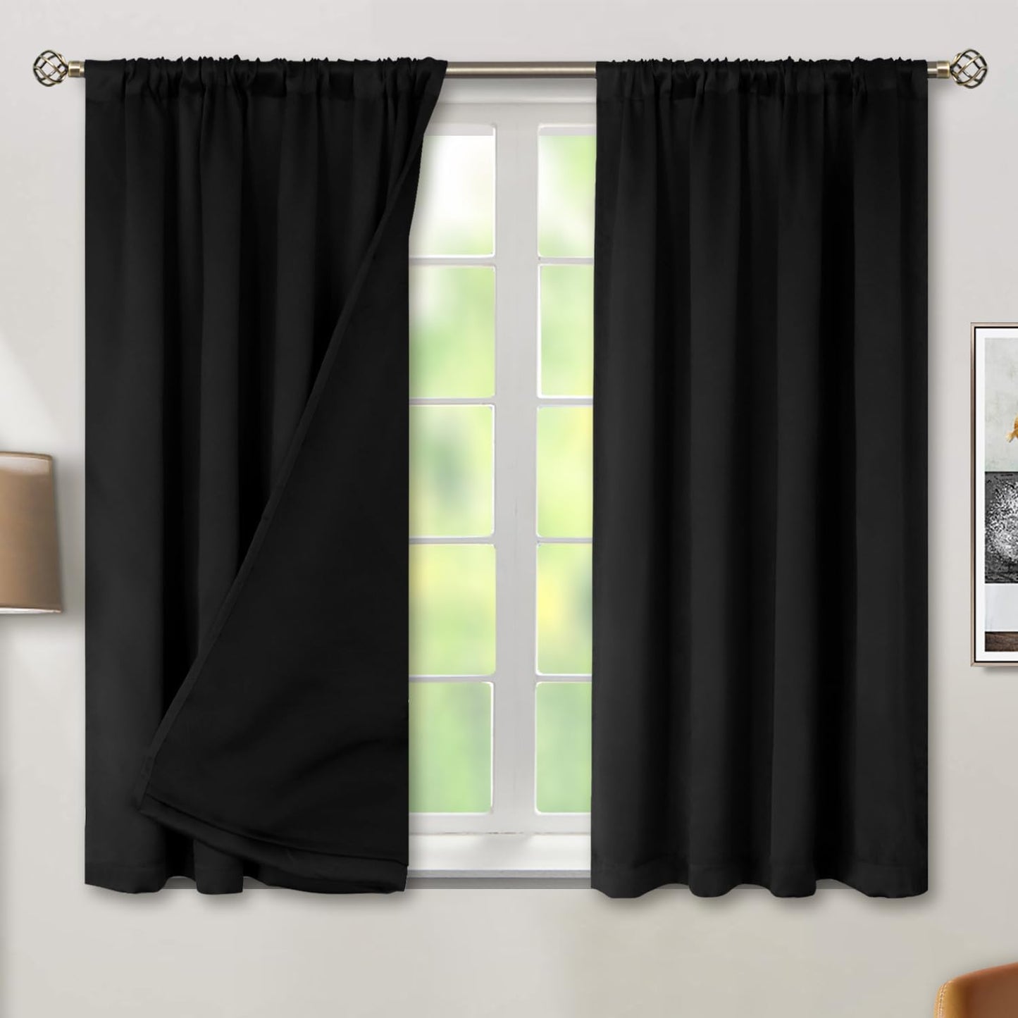 BGment Black Blackout Curtains for Bedroom 54 Inch Length