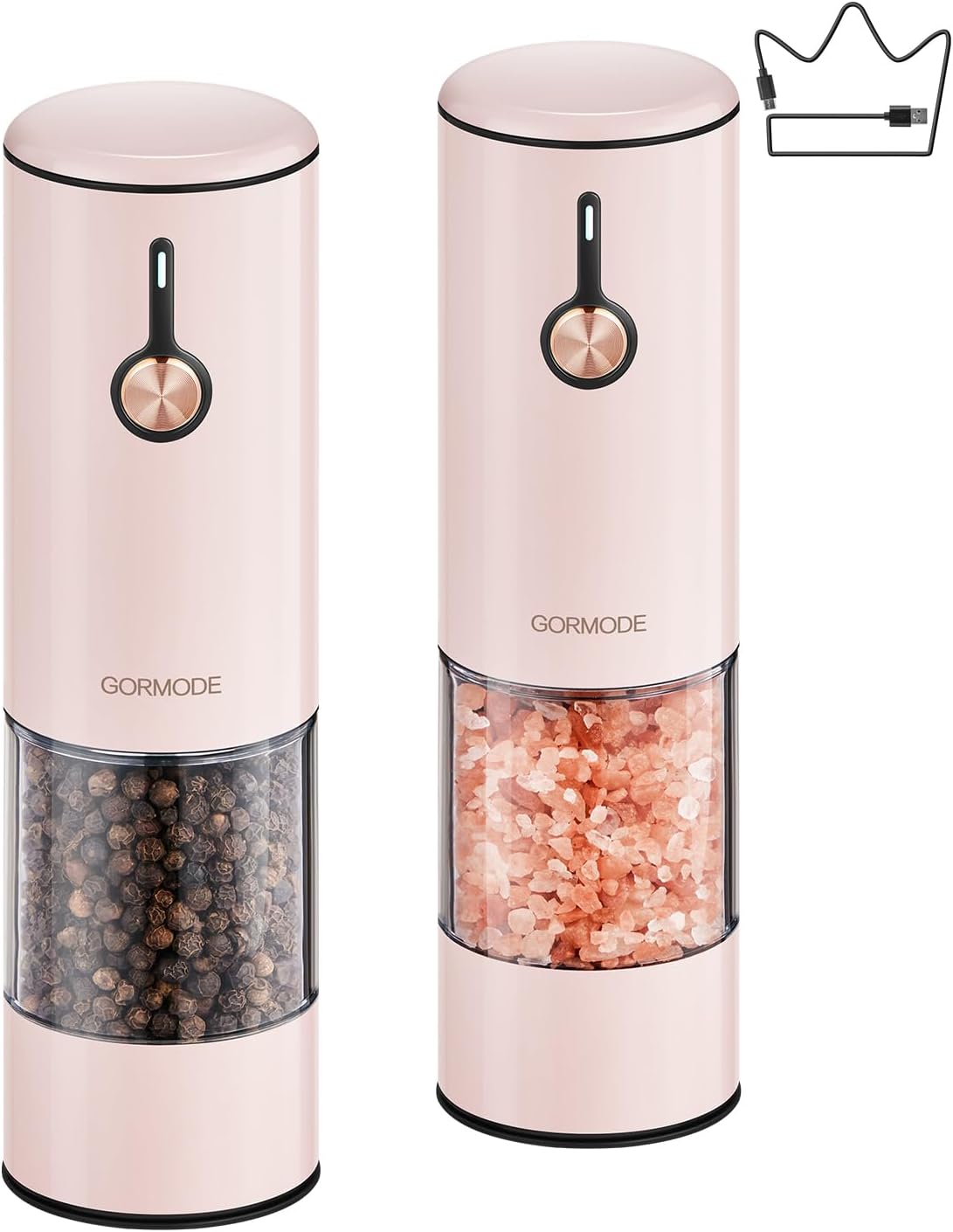 Electric Pepper Grinder and Salt Mill Set with USB Rechargeable