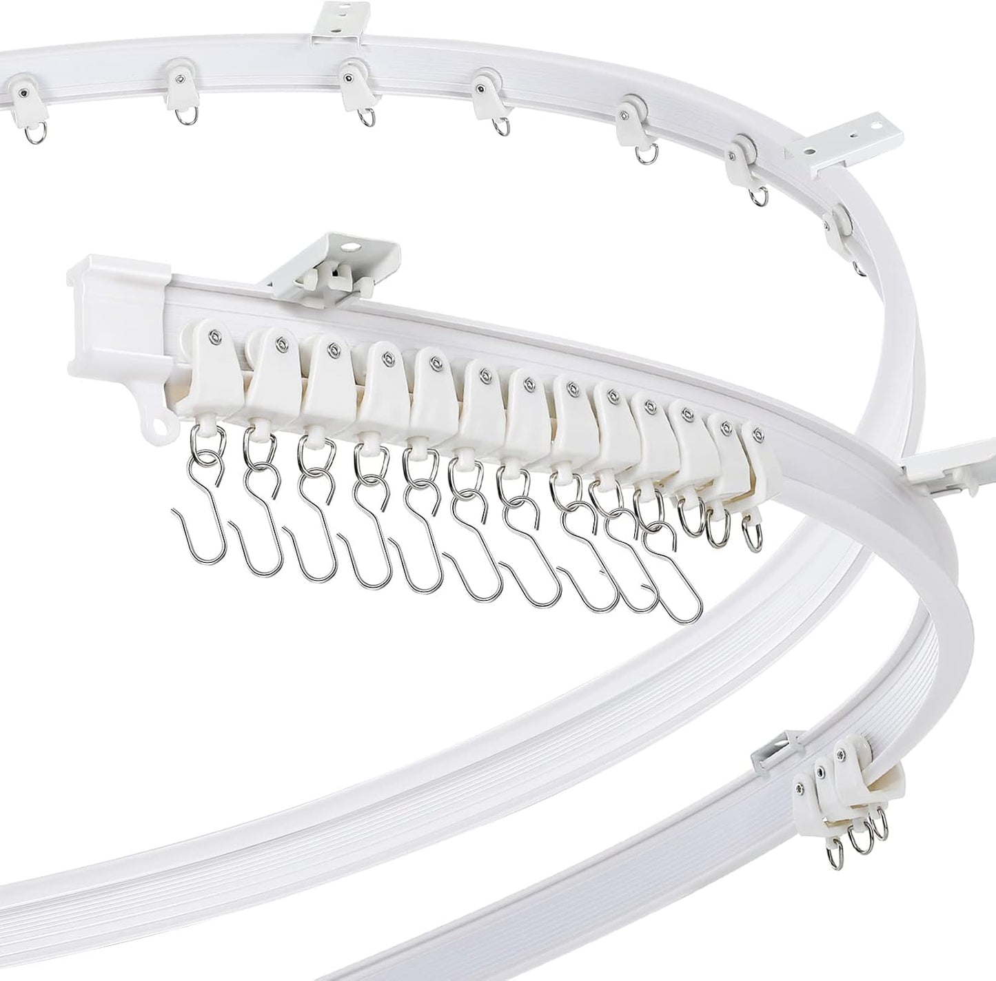 Flexible Ceiling Curtain Track for Bay Windows - 6.5 Feet White