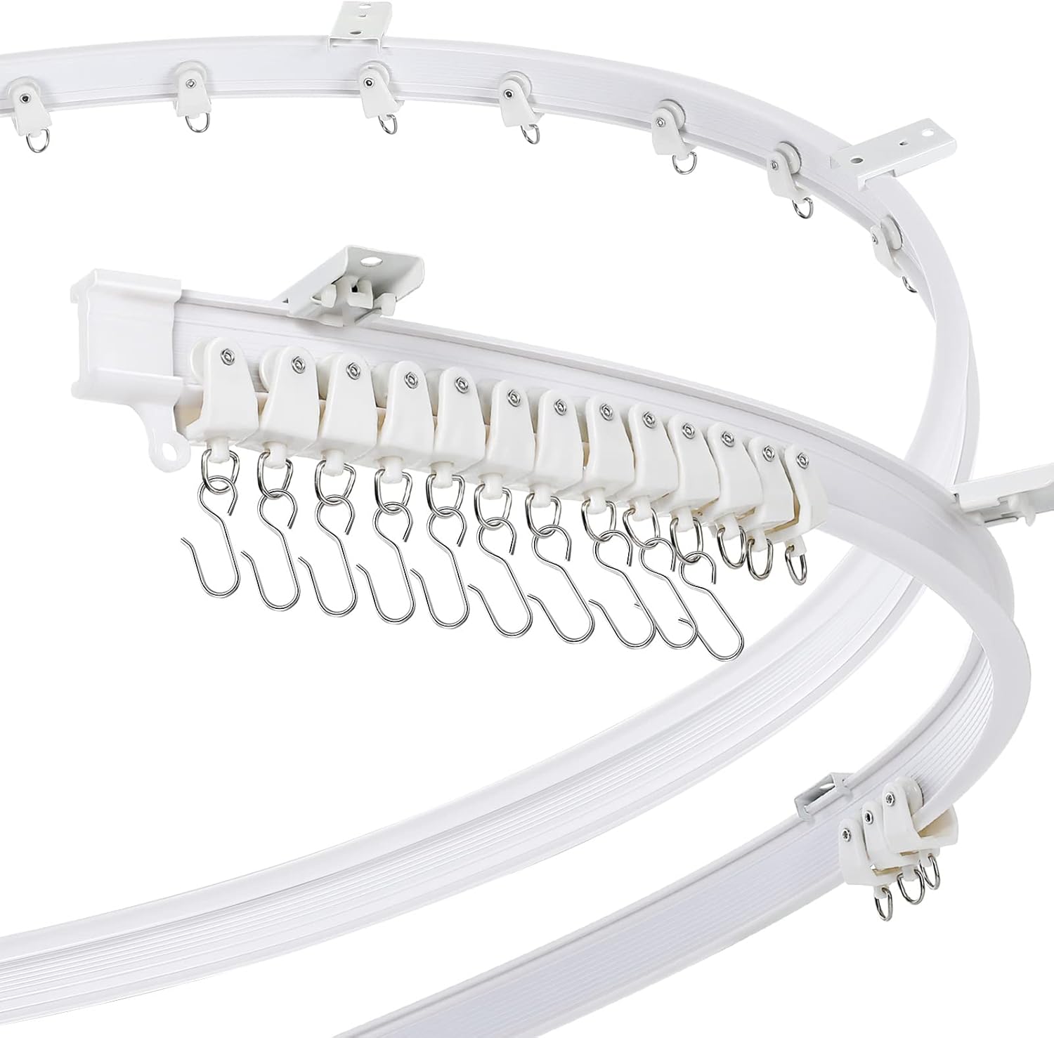 Flexible Ceiling Curtain Track for Bay Windows - 6.5 Feet White