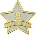 Gold- & Silver-Plated Star Years of Service Pin - 1-30 Year