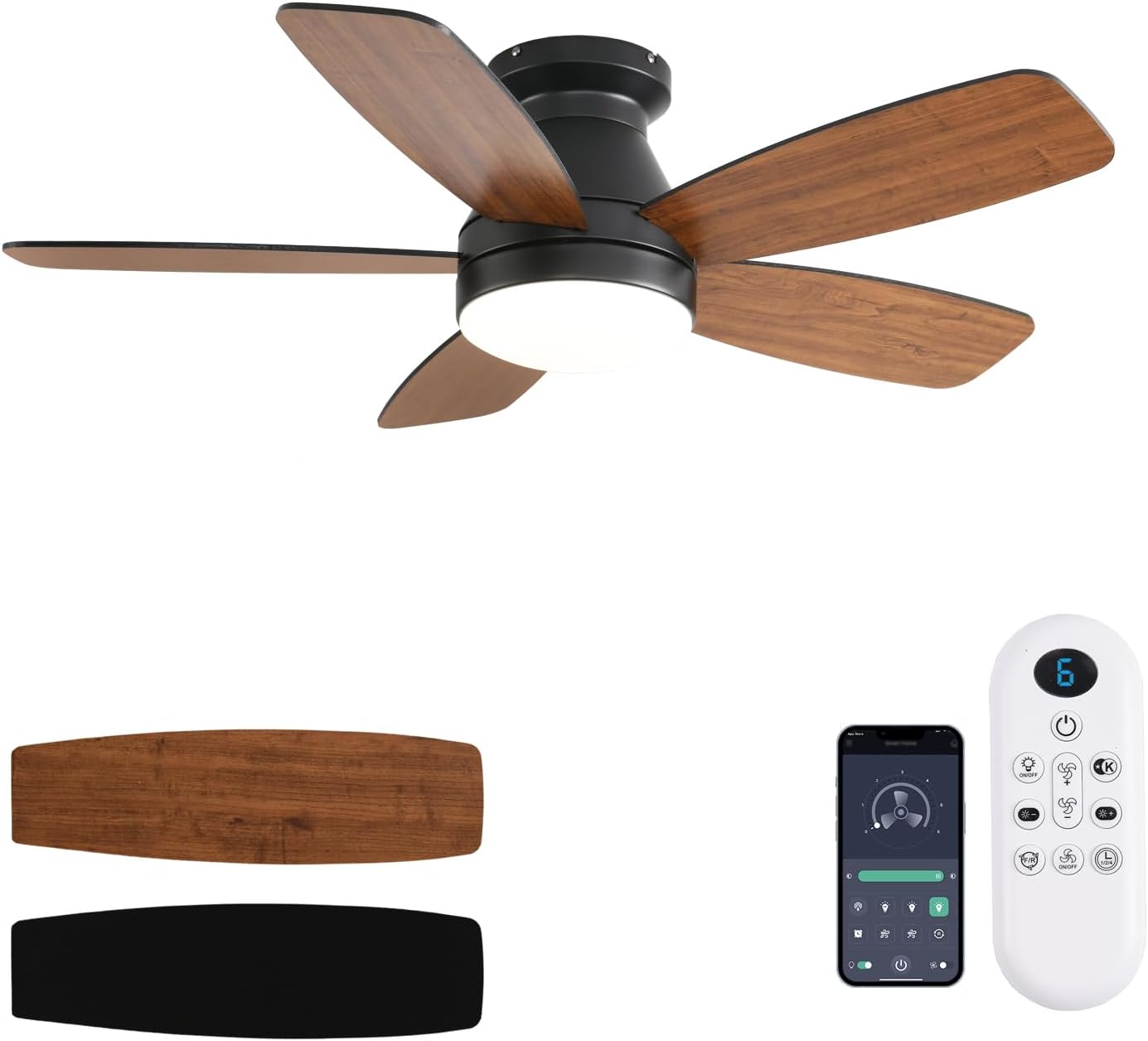 42 Inch Low Profile Ceiling Fan with Light and Remote Control