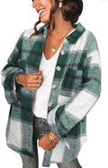 Women's Brushed Plaid Shirts Long Sleeve Shacket Jacket - Cozy