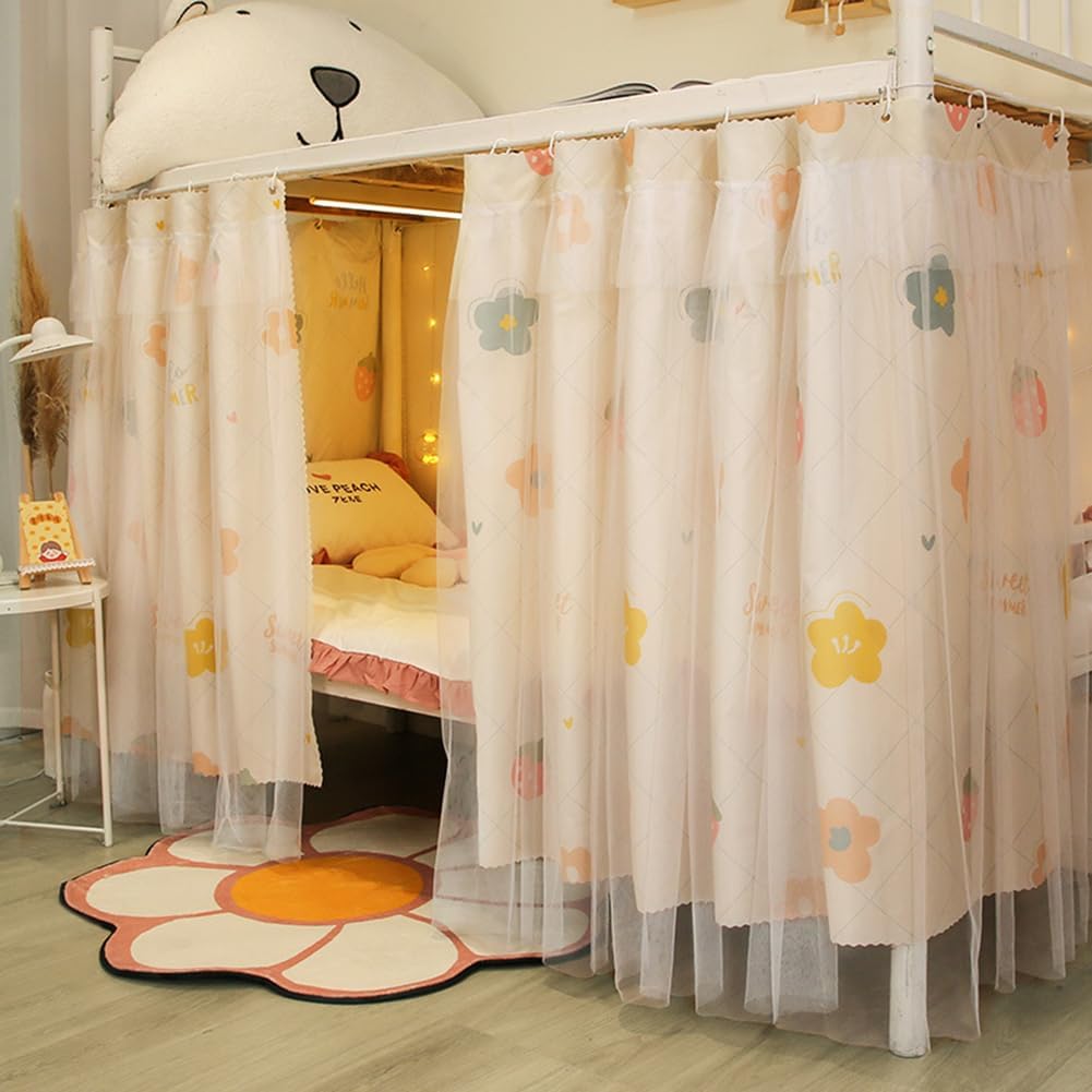 Blackout Bed Curtains for Dormitory Loft Bed