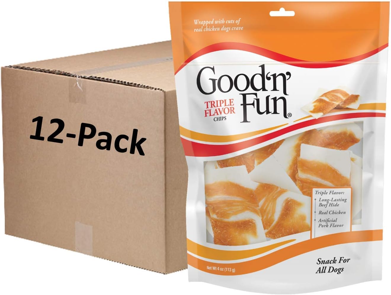 Good'n'Fun Triple Flavor Rawhide Chips with Real Chicken Treats