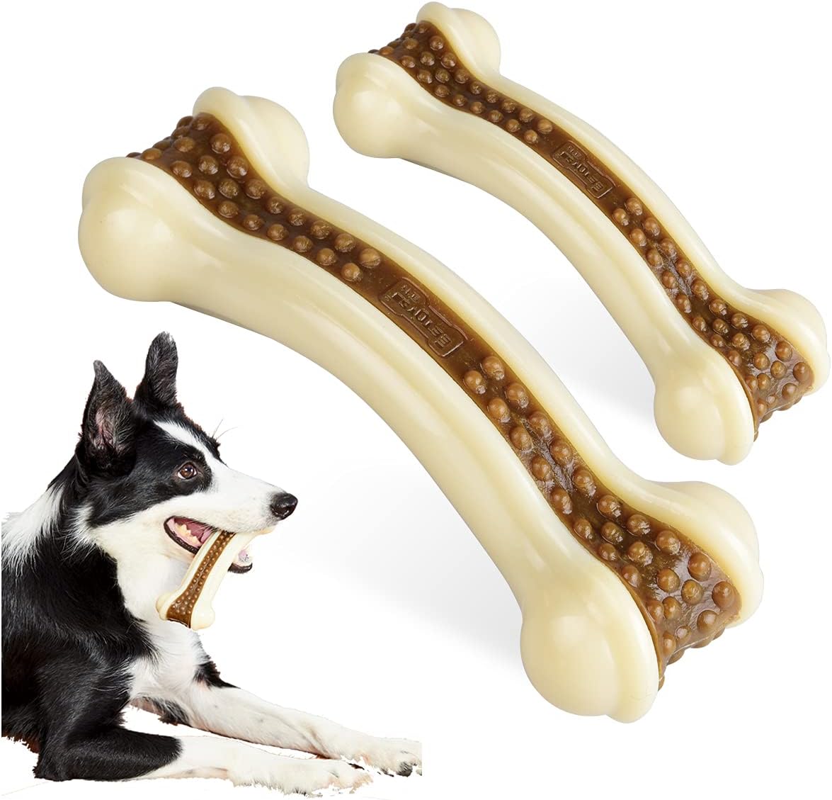 Indestructible Beef Flavor Chew Toys for Aggressive Chewers - 2 Pack