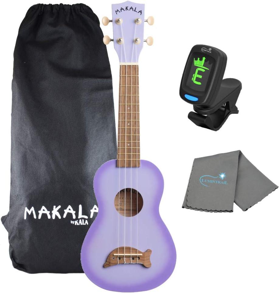 Kala Purple Burst Dolphin Soprano Ukulele Bundle with Tuner