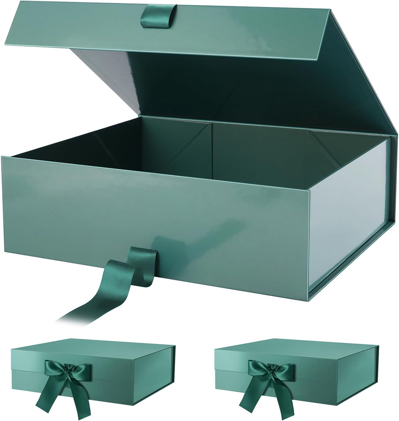 Extra Large Glossy Green Gift Boxes with Magnetic Closure