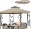 10x10 Canopy Replacement Top Double Tiered Gazebo Cover (Coffee