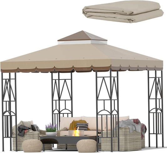 10x10 Double Tiered Gazebo Canopy Cover - Sunshade Upgrade