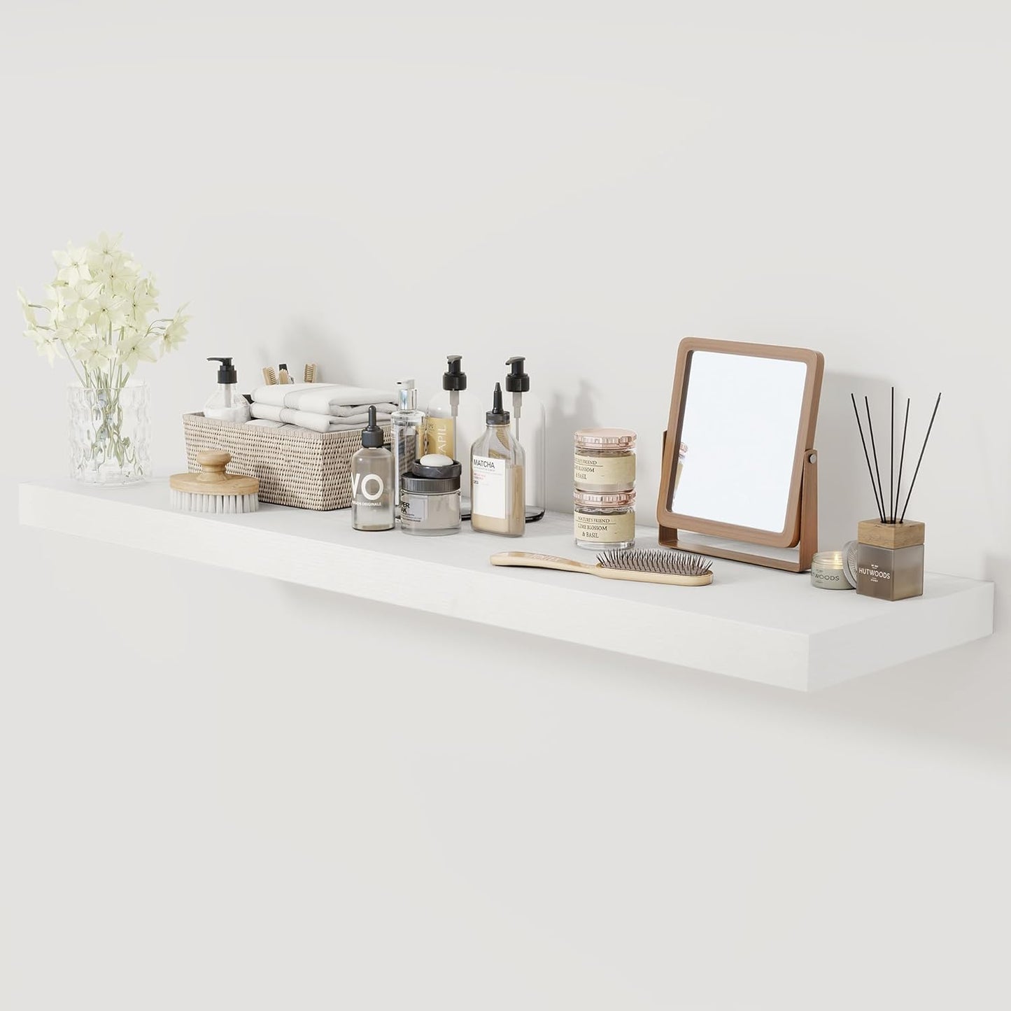 White Floating Shelves 48 Inch Long for Home Storage & Display