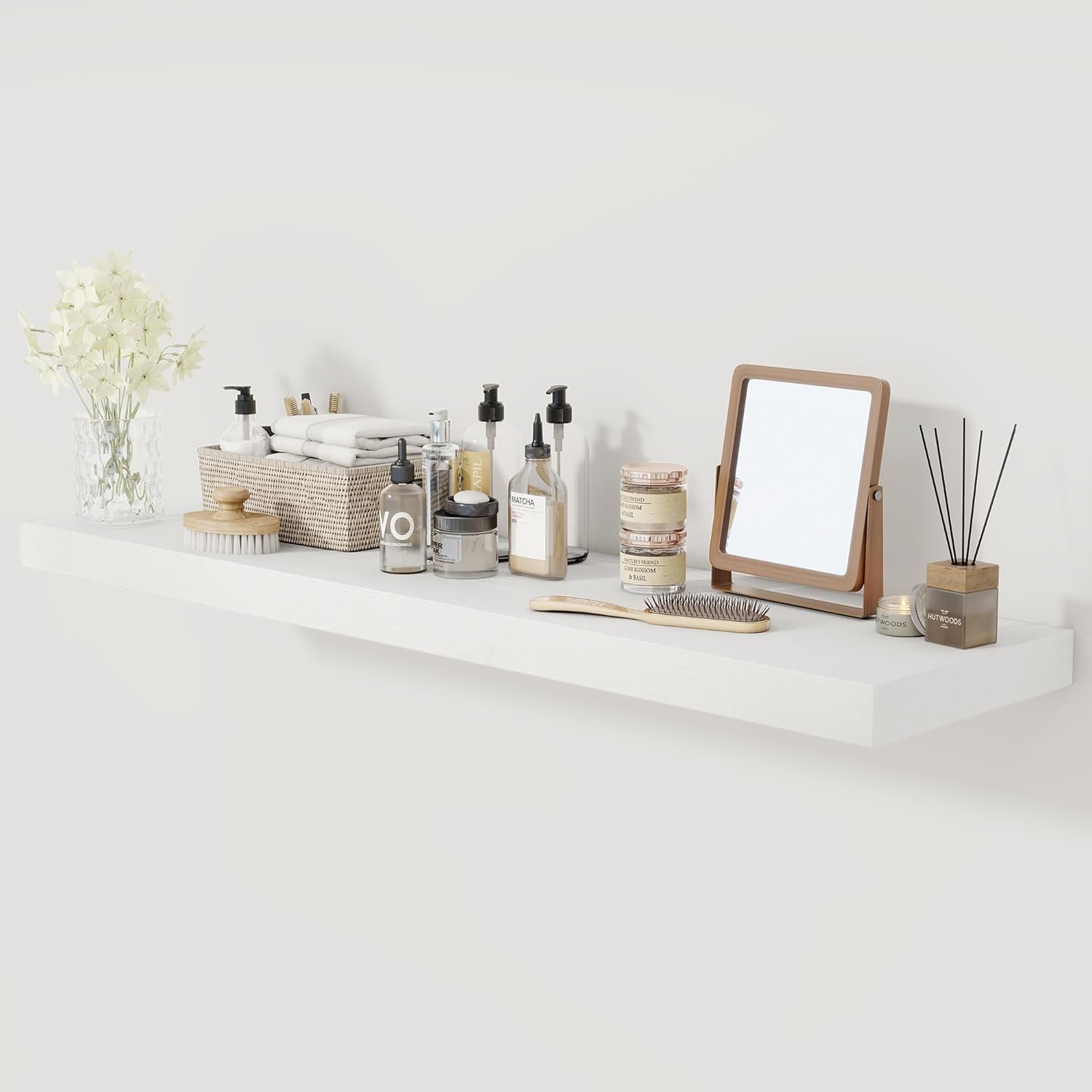 White Floating Shelves 48 Inch Long for Home Storage & Display