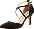 Black Satin Pointed Heels for Women - 3in Strappy Closed Toe Pumps