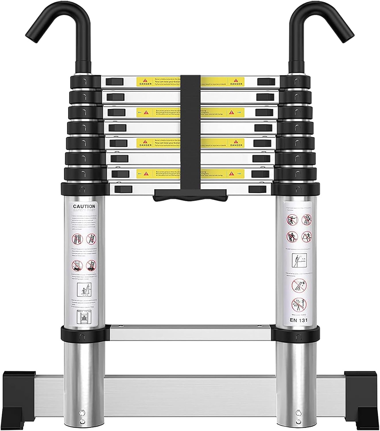 Telescoping Ladder with Hooks 8.5 FT - Premium Aluminum Design