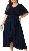 Plus Size Black Chiffon High Low Split Maxi Dress - Flowy Formal