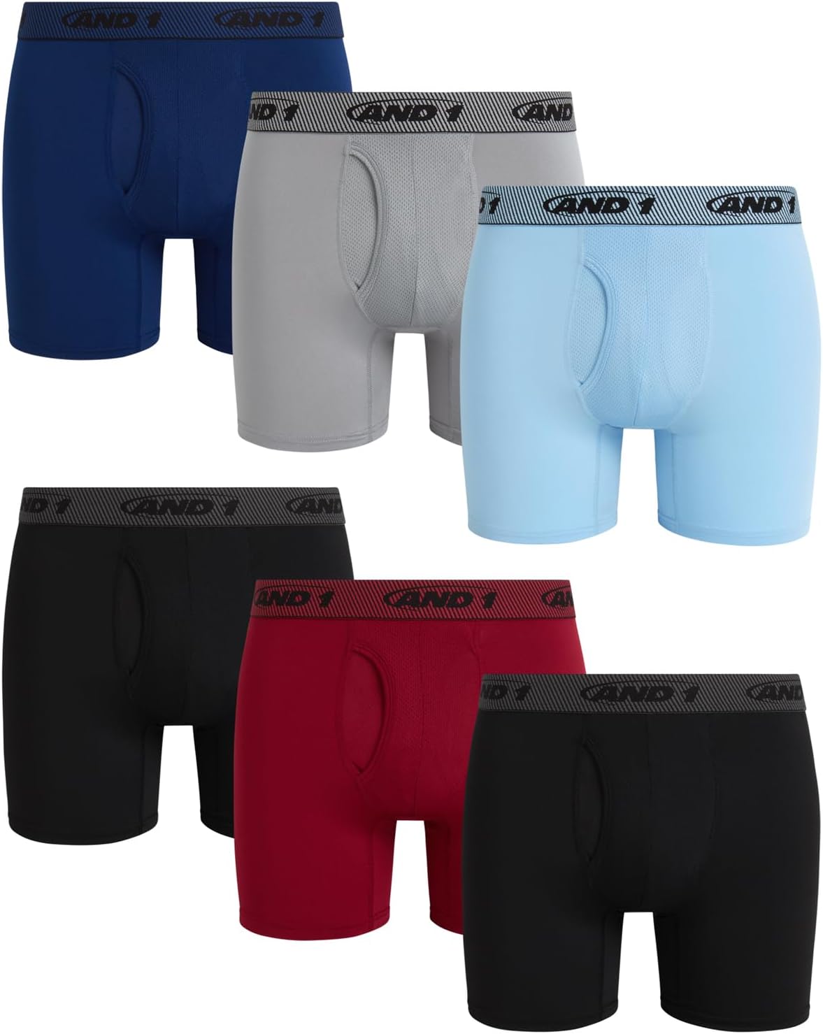 AND1 Mens Boxer Briefs - 6 Pack Performance Underwear for Men