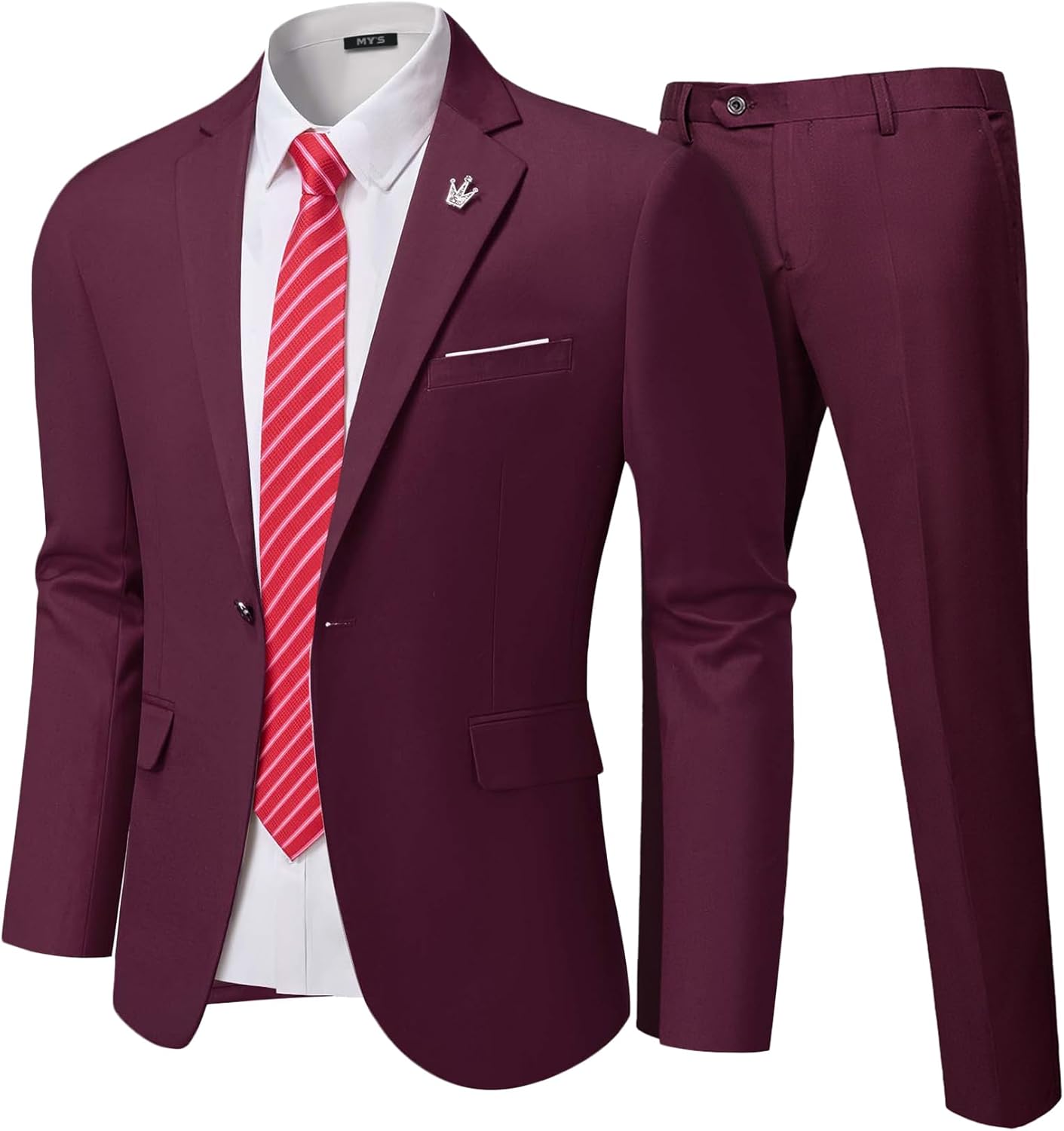 MY'S Men's 2 Piece Slim Fit Suit with One Button Jacket Set