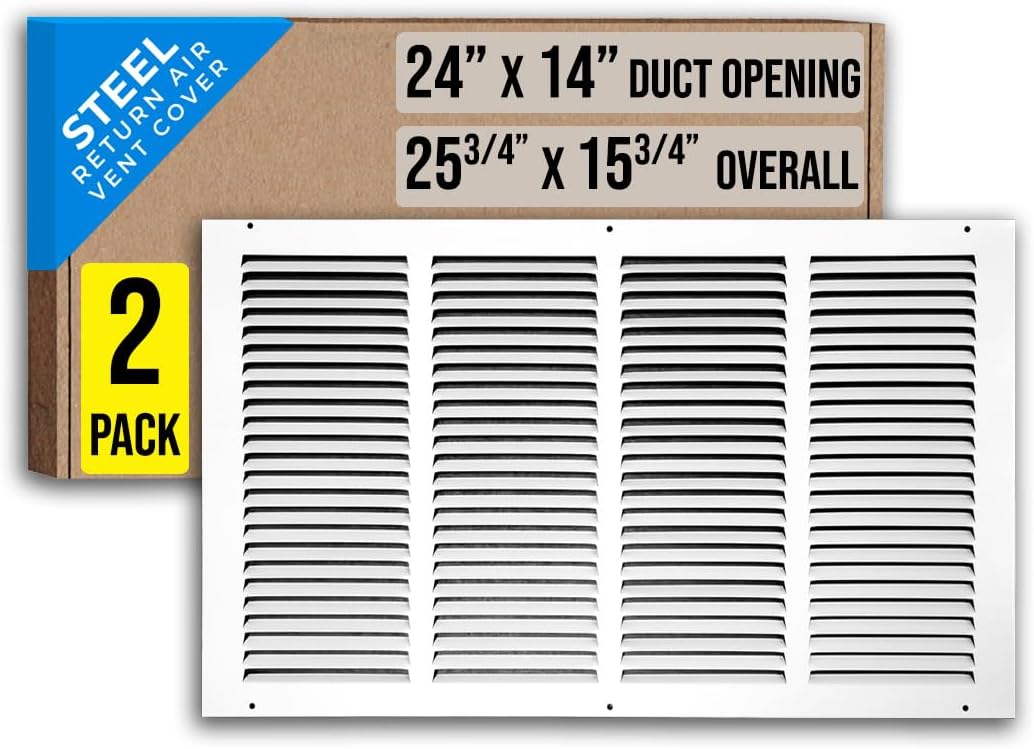 Steel Return Air Grille for 24x14 Duct Opening - 2 Pack