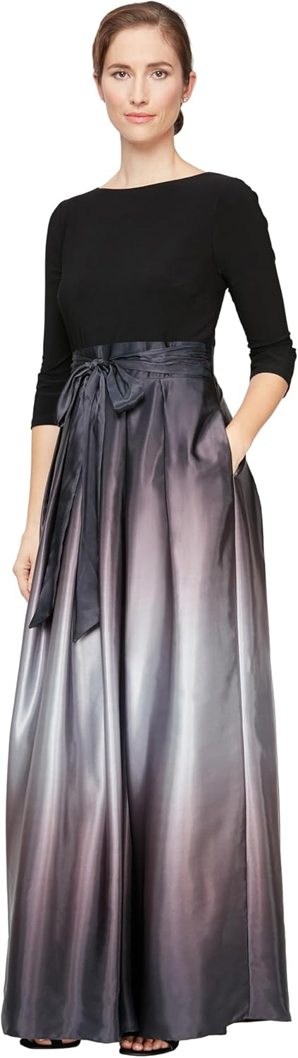 Elegant Long Satin Mother of The Bride Dress with Pockets