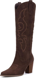Stylish Suede Cowboy Boots for Women - Knee High Design