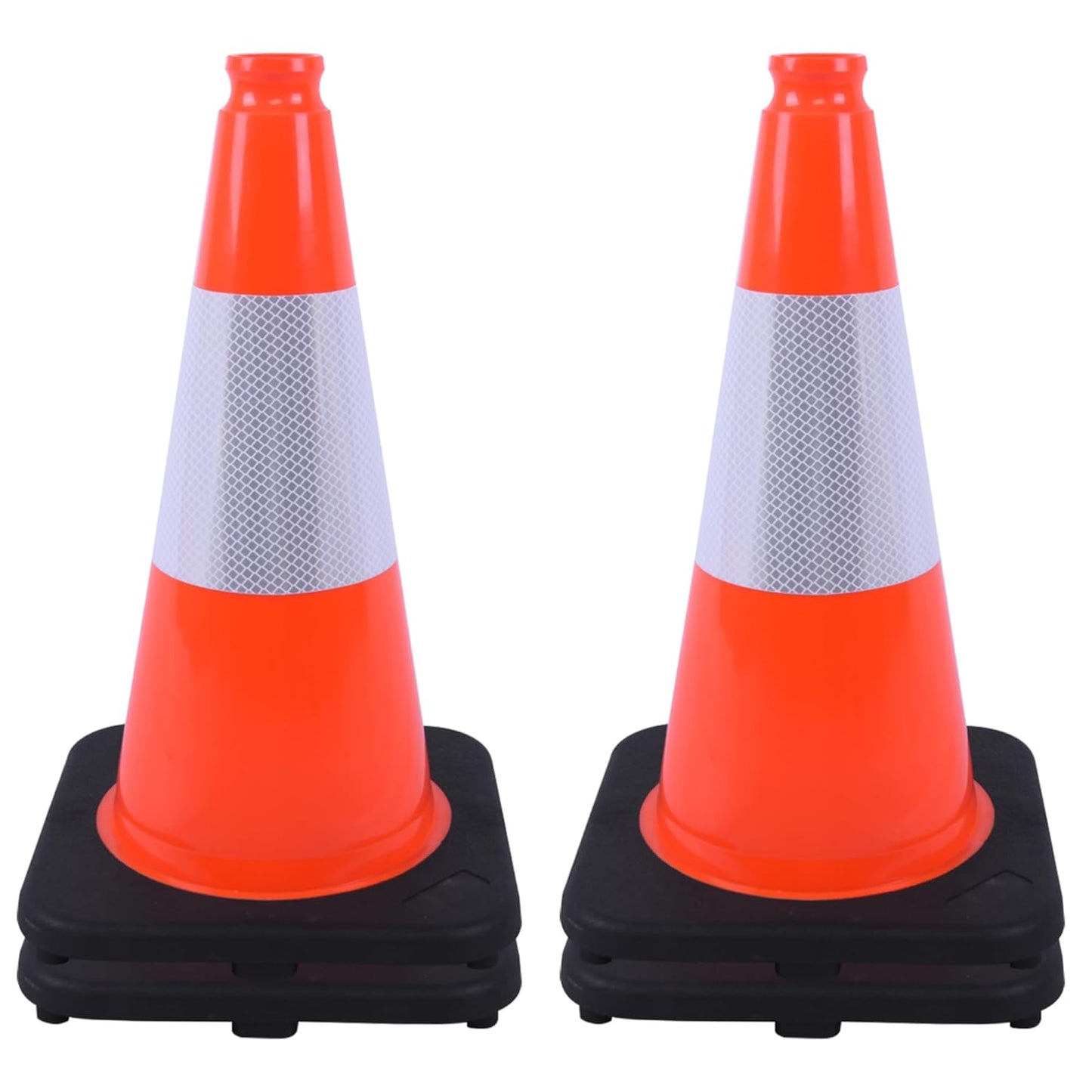 Orange Traffic Cones 4-Pack with Weighted Base for Safety