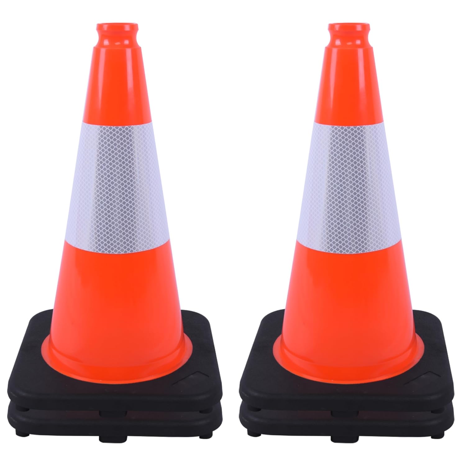 Orange Traffic Cones 4-Pack with Weighted Base for Safety