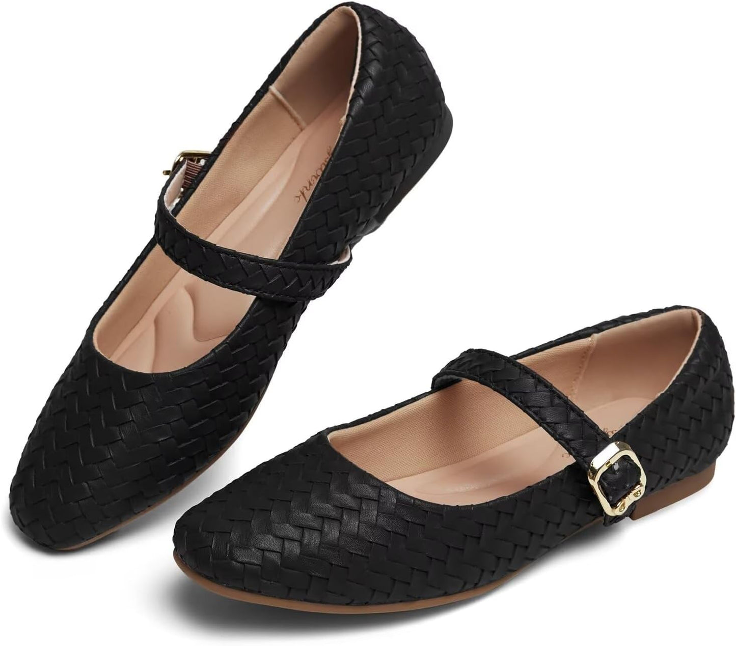 Trendy Black Mary Jane Shoes Women Flats with Strap for Comfort