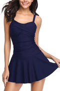 Crossover Ruched Skirt One Piece Swimdress - Flattering Coverage Other