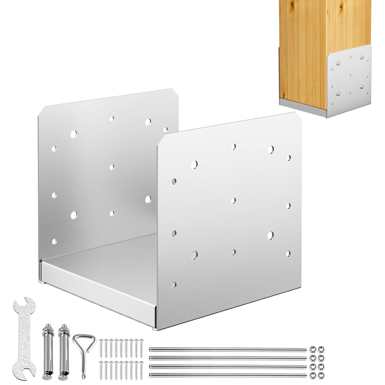 8x8 Post Base Adjustable Stainless Steel Anchor Bracket for Support