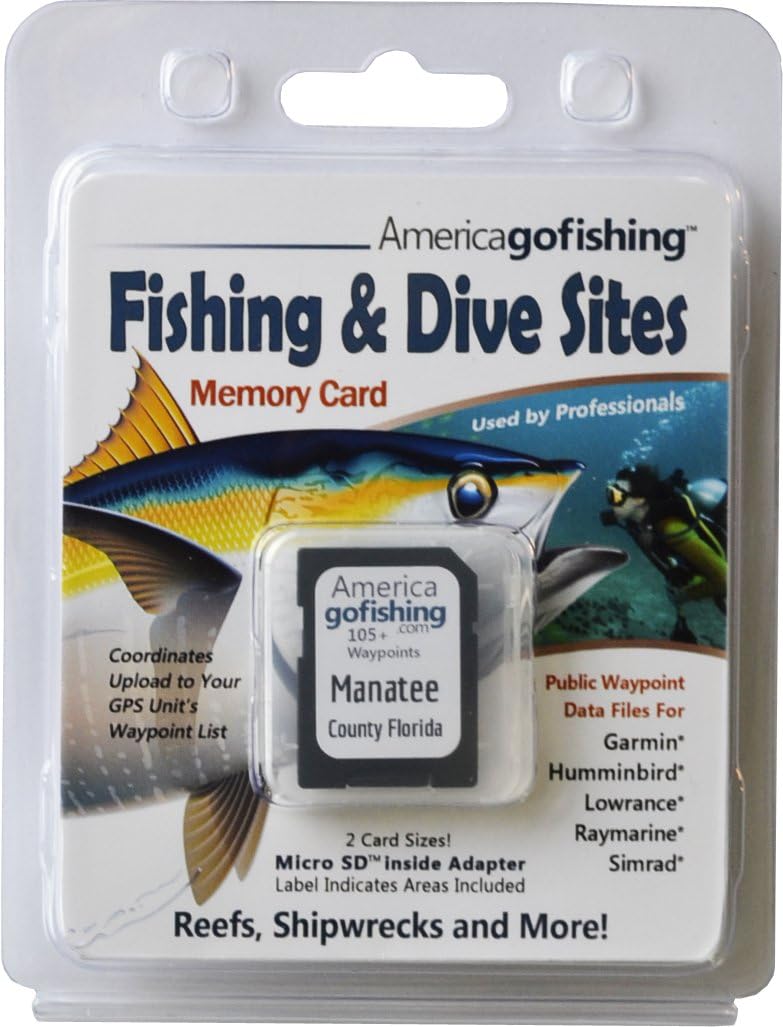Fishing and Dive Sites Memory Card for Manatee County Florida