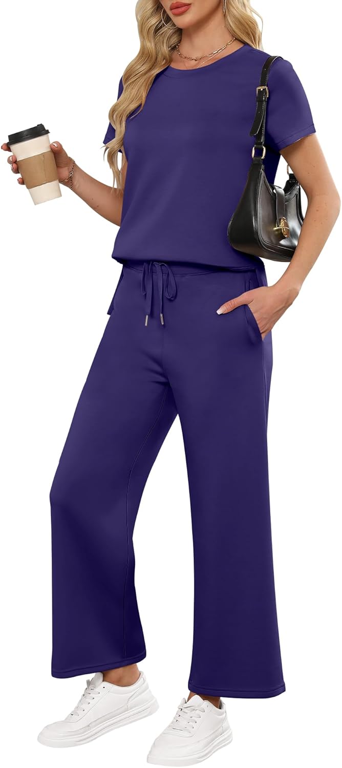 ANRABESS Women 2 Piece Lounge Sets for Summer Travel Comfort