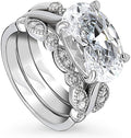 Sterling Silver Milgrain East-West CZ Solitaire Ring Set - Timeless