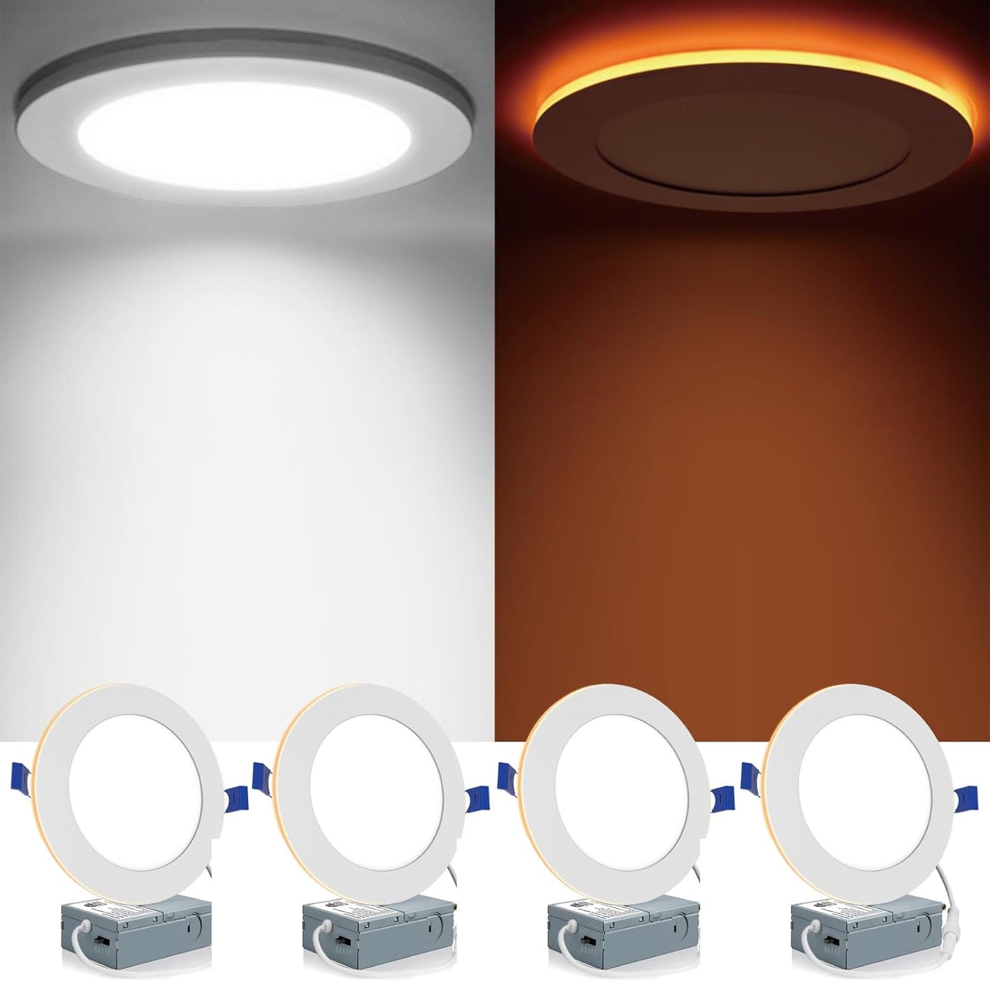 6 Inch 5CCT LED Canless Recessed Lighting with Night Light Feature