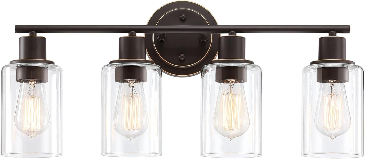 4-Light Oil Rubbed Bronze Bathroom Vanity Light Fixture for Elegance