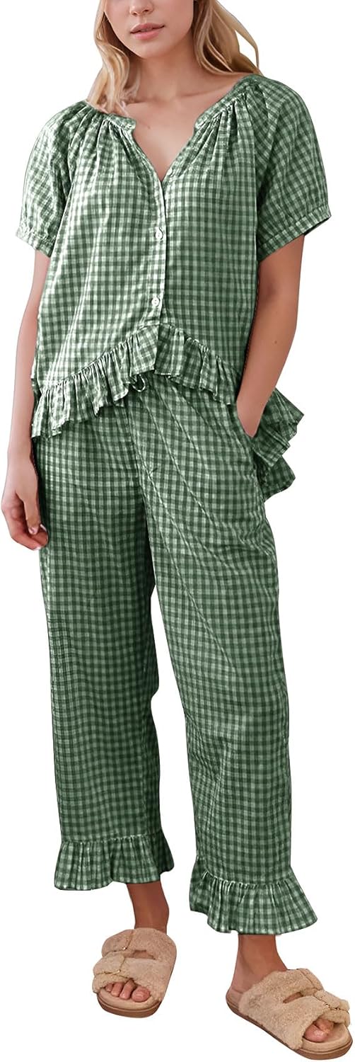Flygo Womens Plaid Pajamas Set for Ultimate Comfort and Style