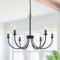 Black Chandelier 6-Light Farmhouse Chandelier for Dining Room - Rustic
