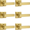 Probrico Brushed Gold Dummy Door Handle 6 Pack - Modern Satin Brass