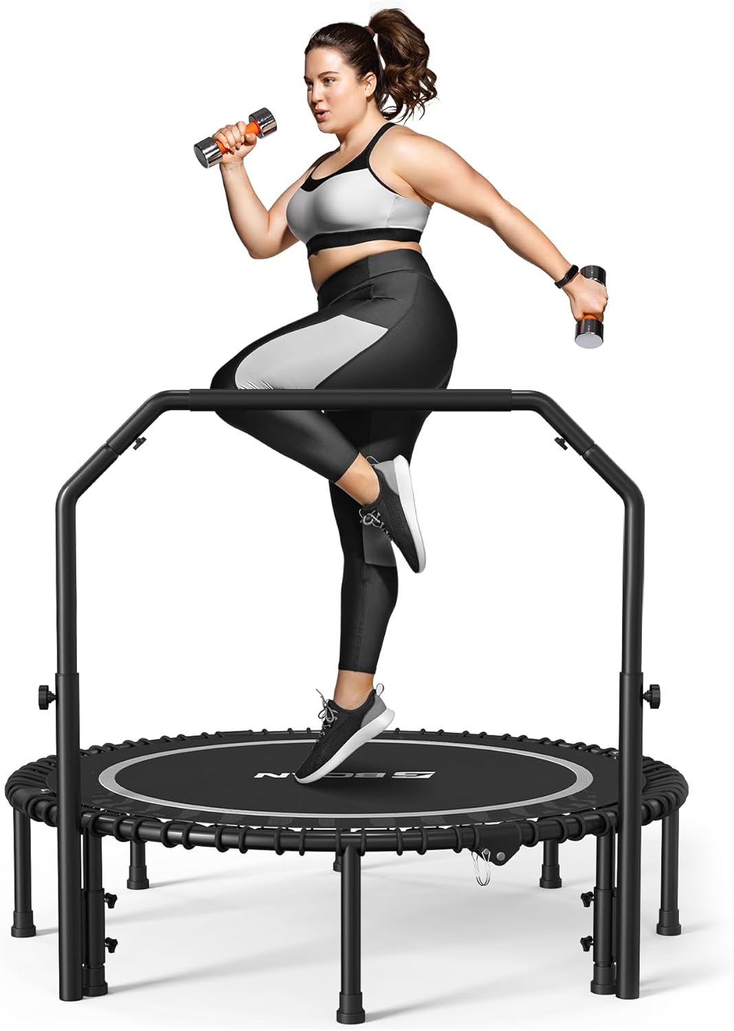BCAN Foldable Mini Trampoline for Indoor and Outdoor Fitness