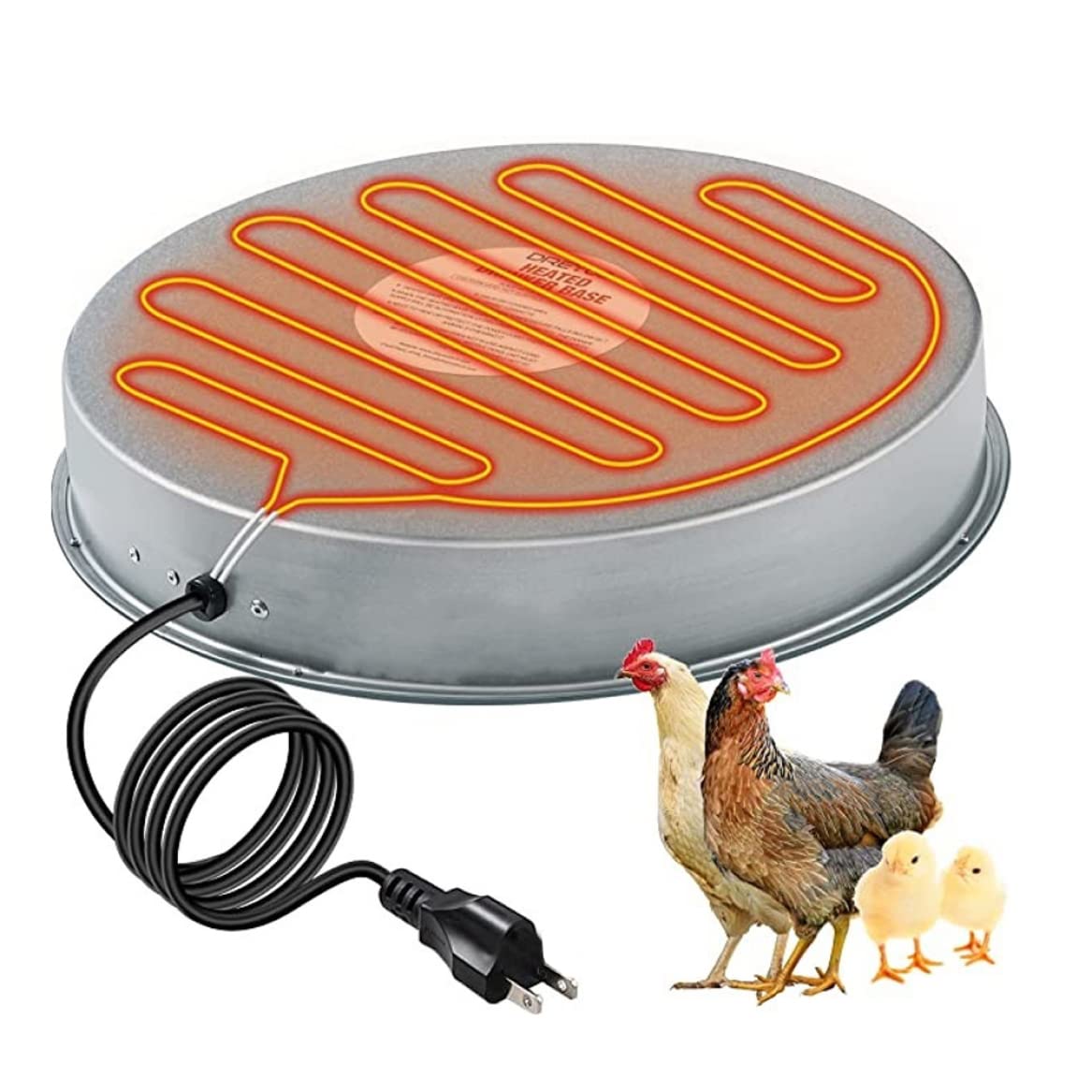 Heated Base Metal Chicken Waterer - Winter Deicer