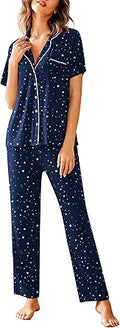 Avidlove Women Pajamas Set Notch Collar Short Sleeve