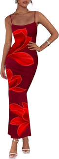 Floral Maxi Dress Spaghetti Strap Bodycon Slip - Summer 2025