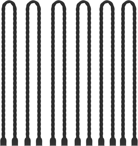GESIPOR 6 PCS 24 Silicone Cable Ties - Reusable Steel-Core Twist Ties for Indoor & Outdoor