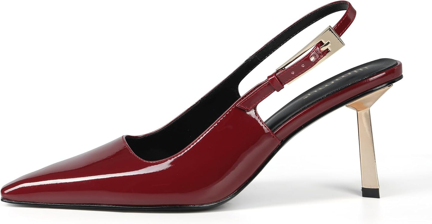 iiimmu Slingback Heels for Women with Stylish Buckle Design