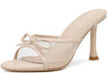 Mostrin Kitten Heels for Women Nude Bow Mules - Elegant 10cm Heel