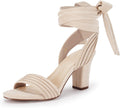 Strappy High Heels Chunky Heeled Sandals - Comfortable Dress Pumps bow