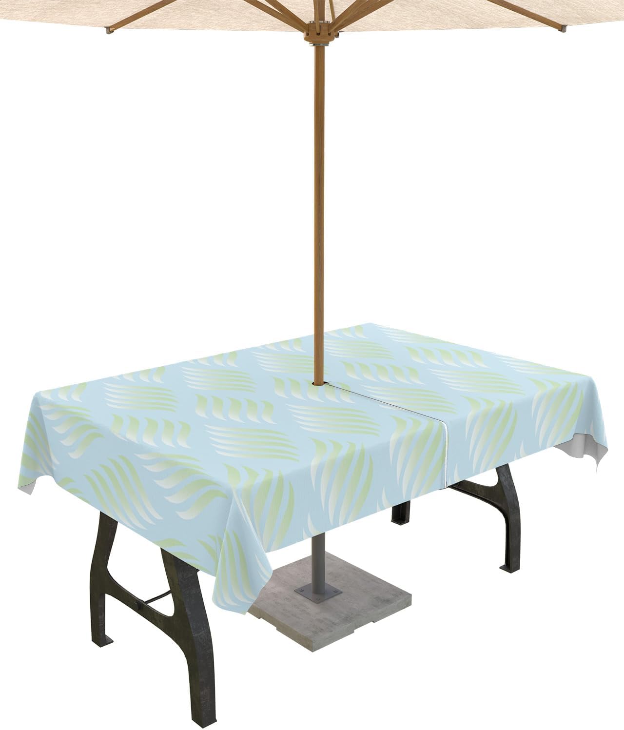 QueenKer Outdoor Tablecloth with Umbrella Hole for Versatile Use