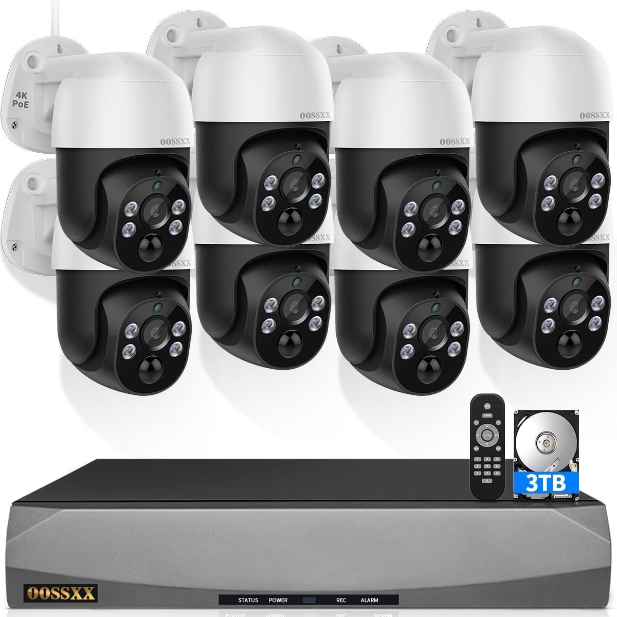 4K PT PoE Outdoor Wired Security Camera System for Home Use